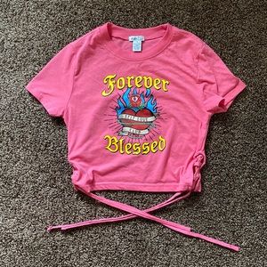 Pink “Forever Blessed” Crop Top
